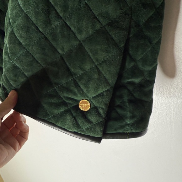 Vintage USA Ralph Lauren Green Quilted Suede Field Jacket Size 10 - Picture 7 of 12